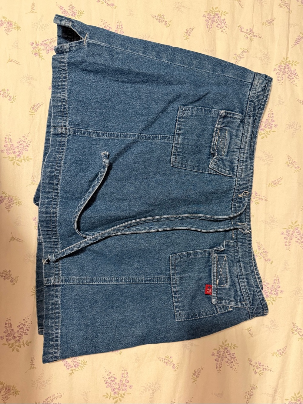 Women’s Blue Denim Utility Skirt with Drawstring